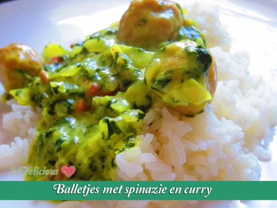 Balletjes met spinazie, curry en rijst recept