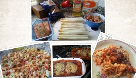 Asperges met pasta, zalm en garnalen uit de oven recept ...