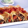 Burrito gevuld met spinazie en gehakt recept