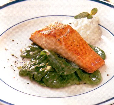 Zalm met yoghurt-muntdressing recept