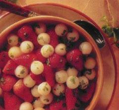 Salade van meloen en aardbeien recept
