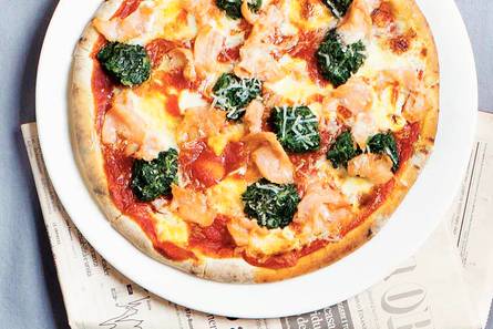Pizza zalm en spinazie