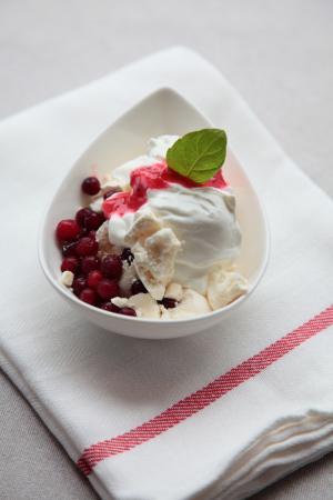 Recept 'bio yoghurt met meringue en rood fruit'