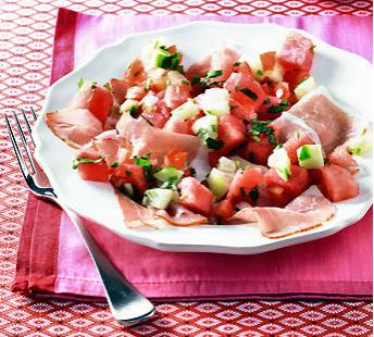 Pittige ham met watermeloensalsa recept