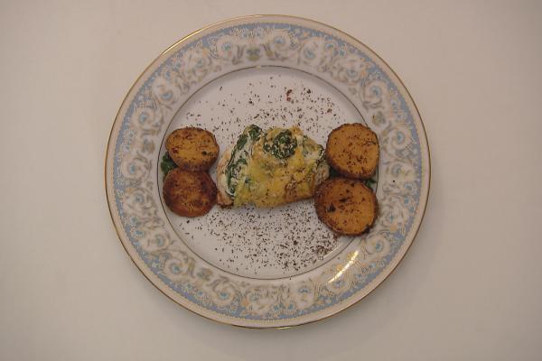 Kip met spinazie, ricotta en zoete aardappel
