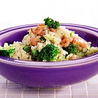 Broccolirisotto met garnalen recept