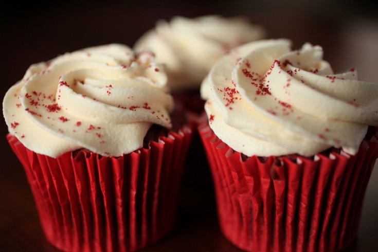Red velvet cupcakes in een potje