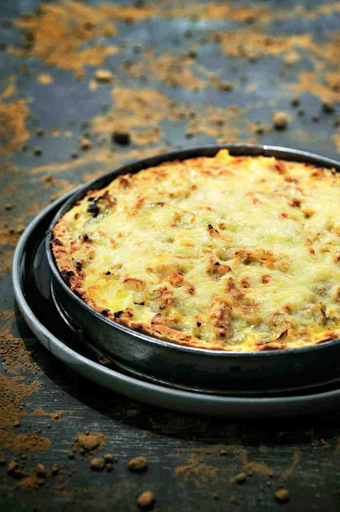 Recept 'quiche met witloof, aardappelen en spek'