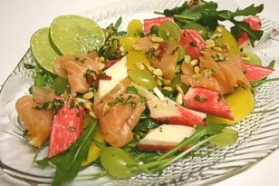Krab-zalmsalade met thaise dressing recept