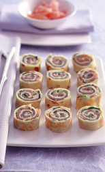 Sushi van flensjes en zalm recept