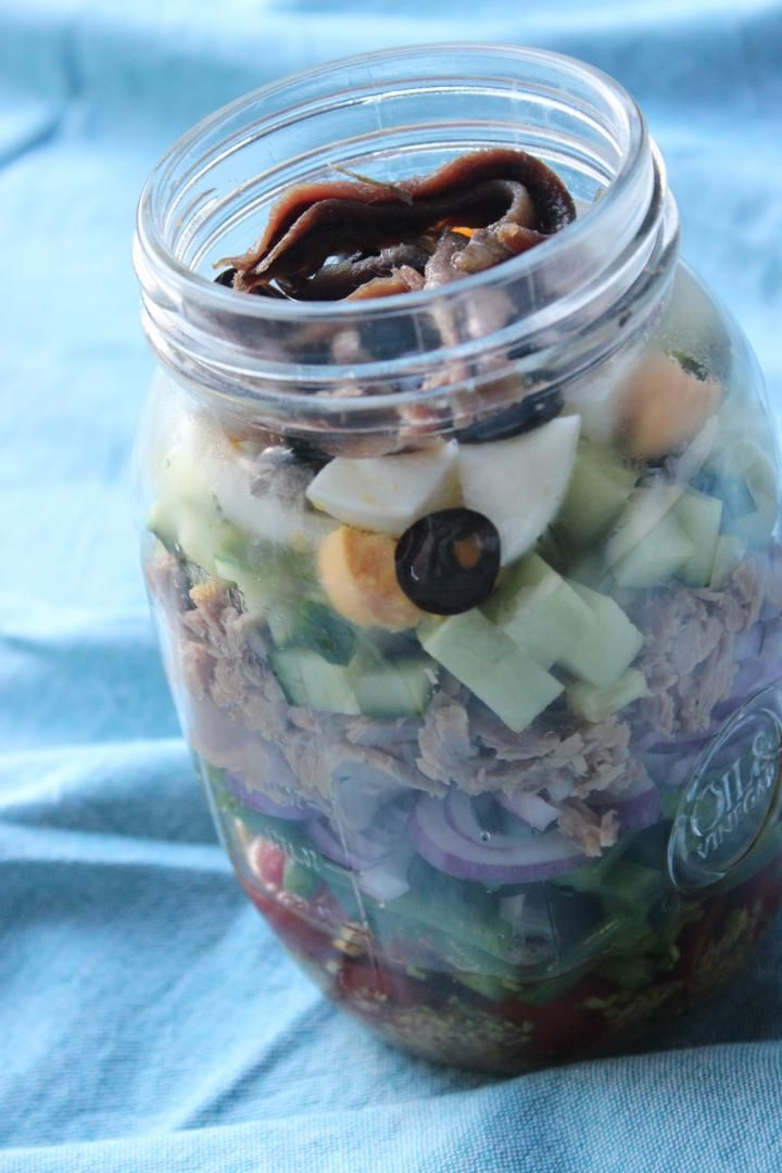 Recept 'salade niçoise in a jar'