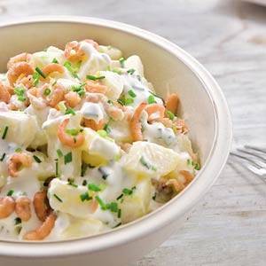 Aardappelsalade met hollandse garnalen recept