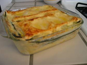 Lasagne met gorgonzola, courgette en ham recept