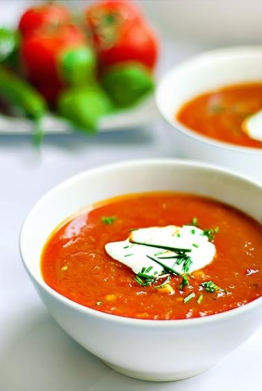 Recept 'tomatensoep met geroosterde paprika'