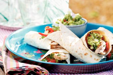 Tortilla met gegrilde kip en paprika