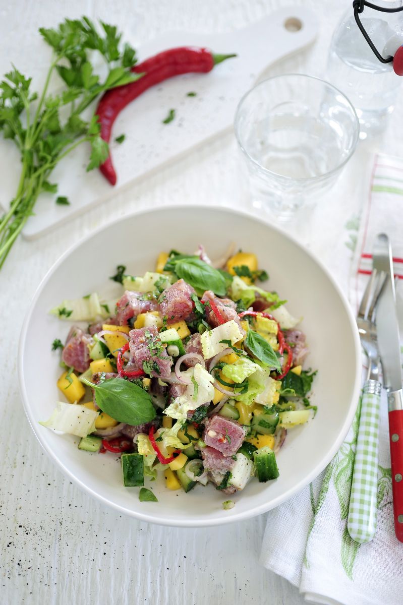 Recept 'salade met verse tonijn'
