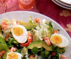 Salade met ei en rivierkreeftjes recept