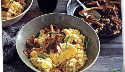 Romige risotto met brie en paddenstoelen recept