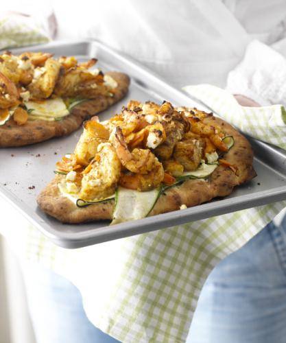 Naanpizza met vis en garnalen recept